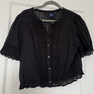 GAP Women's Black Eyelet Blouse